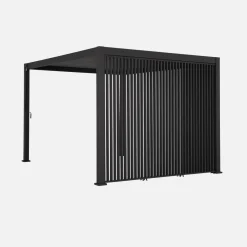Pergola bioclimatica 3x4m in alluminio + 3 persiane verticali 1m