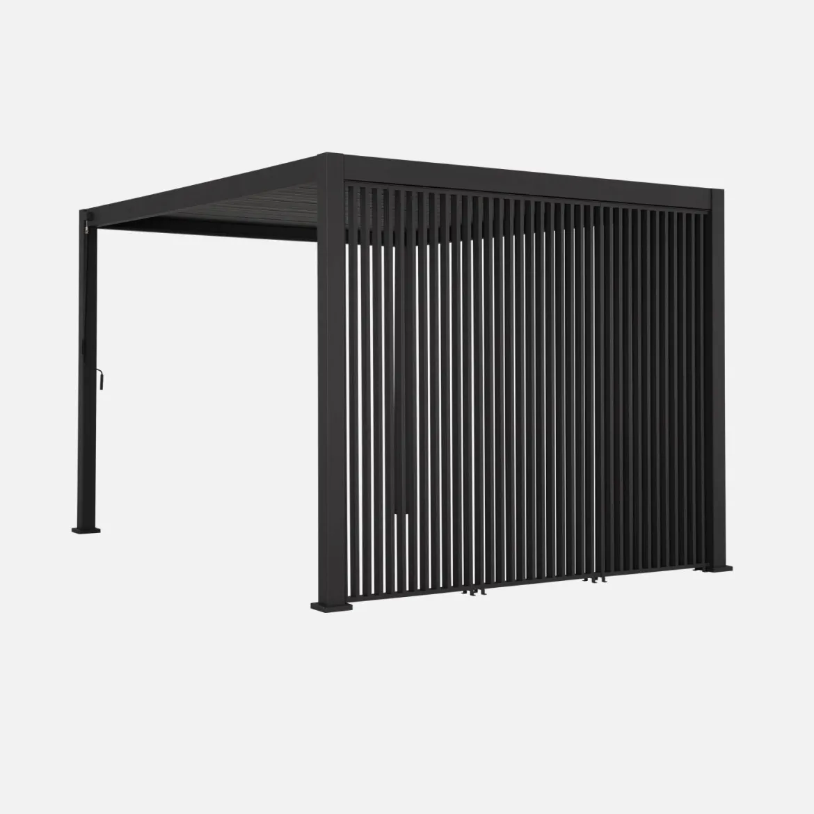 Pergola bioclimatica 3x4m in alluminio + 3 persiane verticali 1m