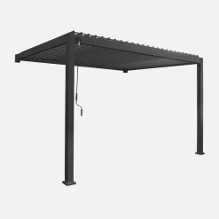 Pergola bioclimatica 3x4m in alluminio addossata, lame orientabili