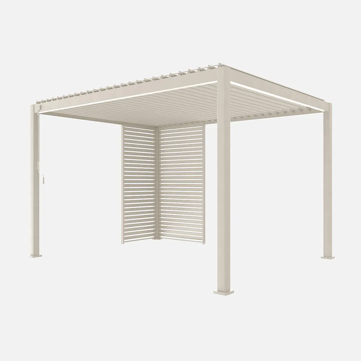 Pergola bioclimatica 3x4m in alluminio + 1 persiana 1m + 1 persiana 1.3m