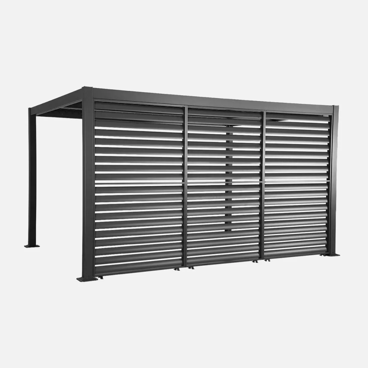 Pergola bioclimatica 3x4m in alluminio e acciaio + 3 persiane 1.3m