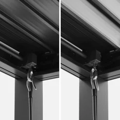 Pergola bioclimatica 3x4m in alluminio e acciaio + 3 tende 1m con lamelle orientabili