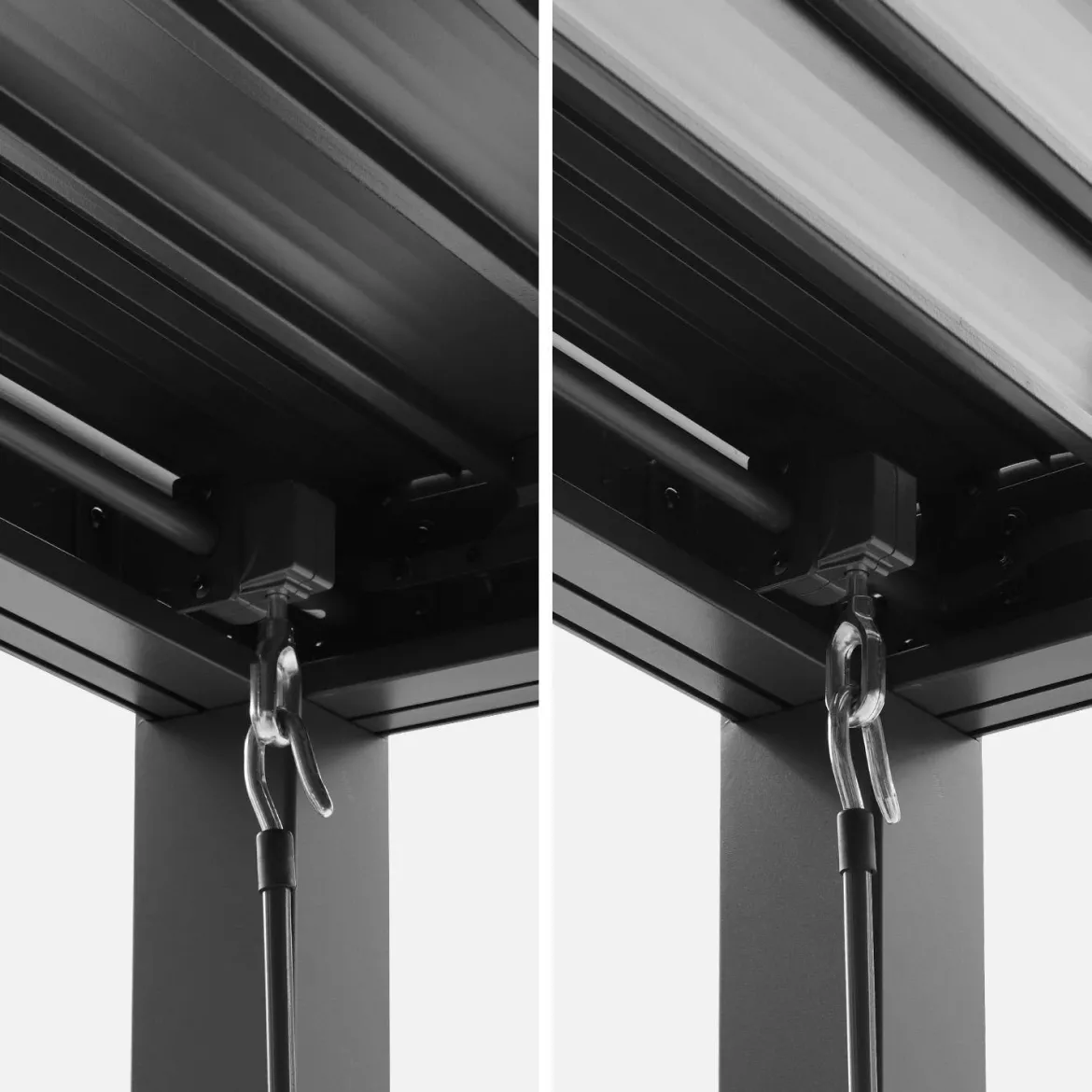 Pergola bioclimatica 3x4m in alluminio e acciaio + 3 tende 1m con lamelle orientabili