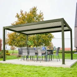 Pergola bioclimatica 3x4m in alluminio e acciaio, lamelle orientabili