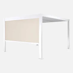 Pergola bioclimatica 3x3m in alluminio e acciaio + tenda 3m