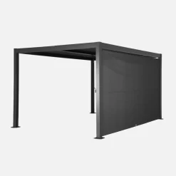 Pergola bioclimatica 3x4m in alluminio e acciaio + tenda 4m