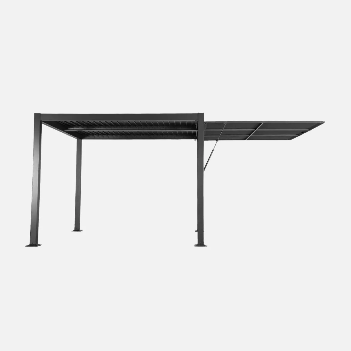 Pergola bioclimatica 3x3m in alluminio e acciaio + tenda 3m