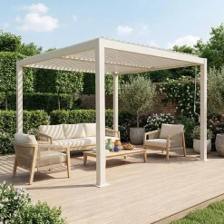 Pergola bioclimatica 3x3m in alluminio e acciaio, lamelle orientabili