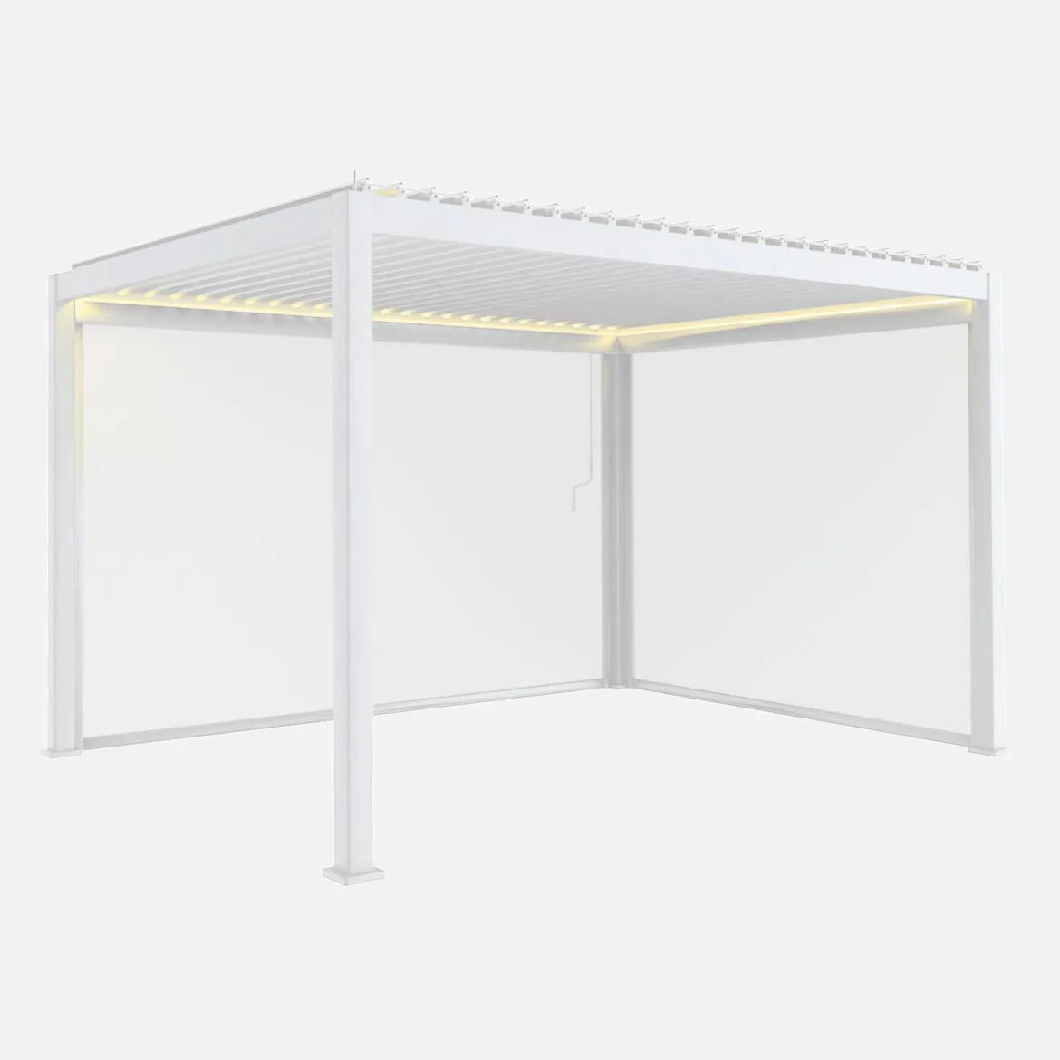 Pergola bioclimatica 3x4m in alluminio LED + tenda 3m + tenda 4m