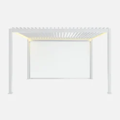 Pergola bioclimatica 3x4m motorizzata in alluminio LED + tenda 4m
