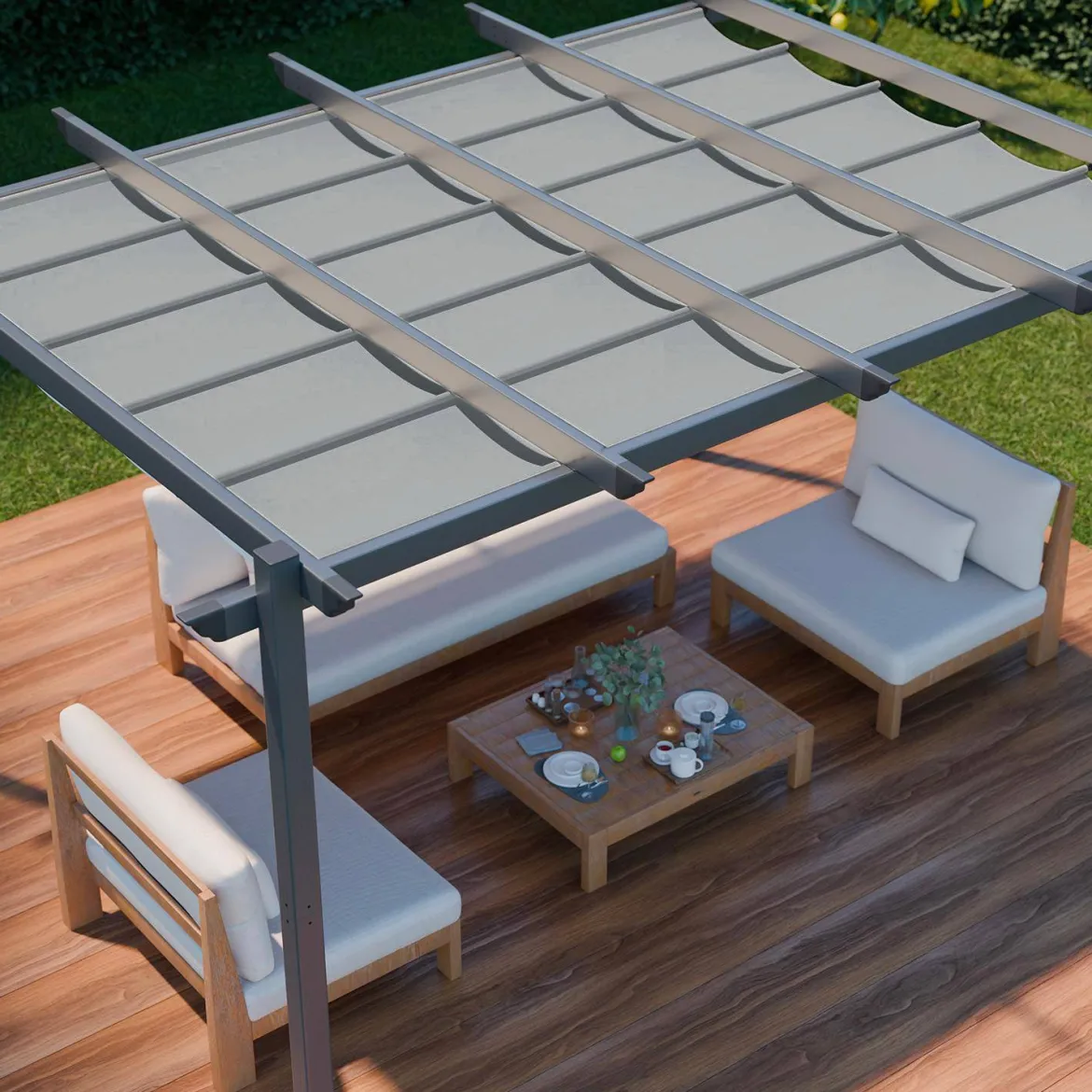 Pergola 3x4m in alluminio telo scorrevole