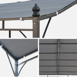 Pergola a parete struttura in acciaio 3x2,5 m con tetto in tessuto