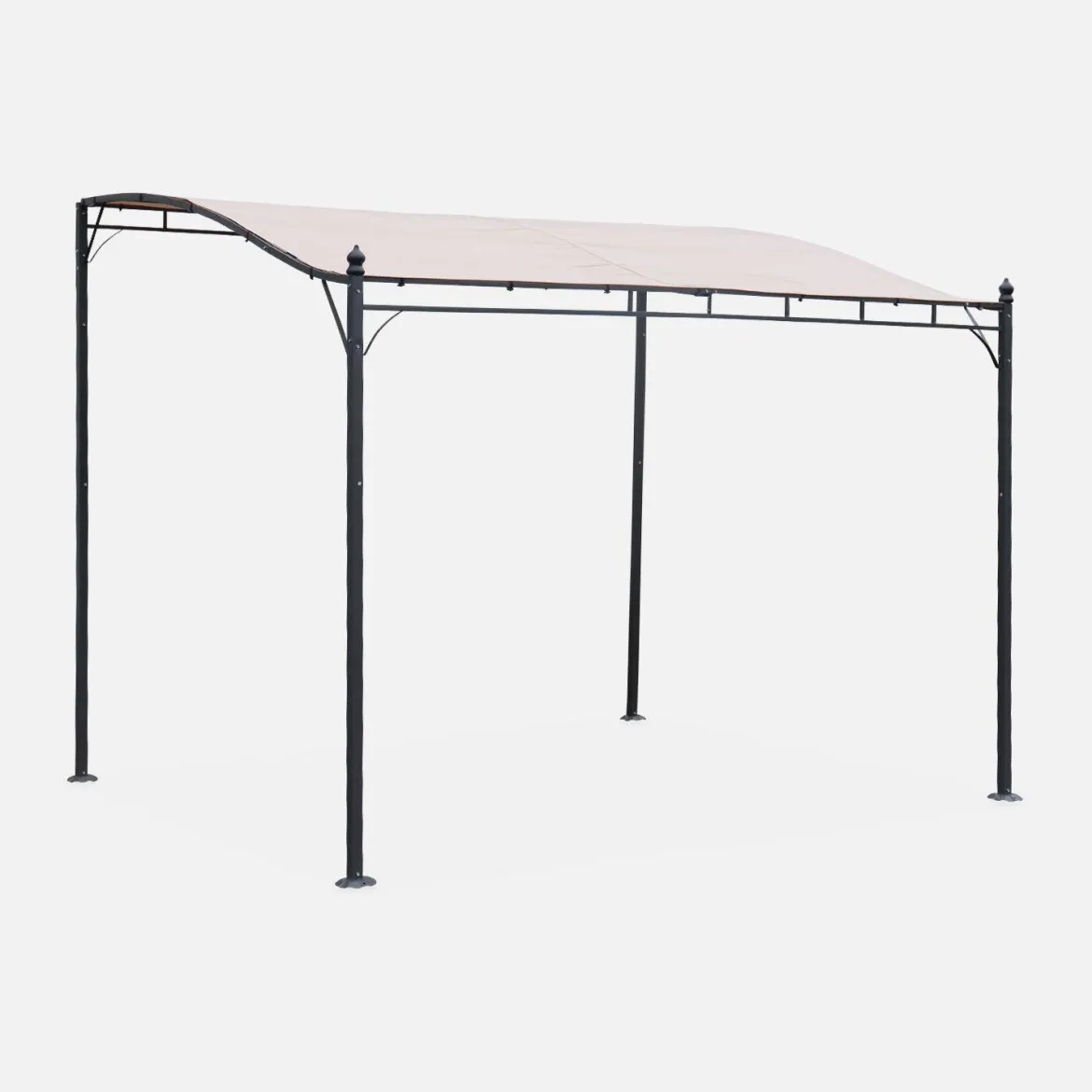 Pergola a parete struttura in acciaio 3x2,5 m con tetto in tessuto