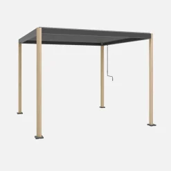 Pergola bioclimatica 3x3 con piedini arrotondati in alluminio e acciaio e lamelle orientabili