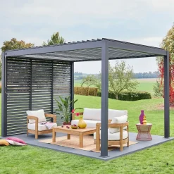 Pergola bioclimatica 3x4 in alluminio + 3 tende da 1m