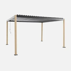 Pergola bioclimatica 3x3m con piedini arrotondati in alluminio e acciaio e lamelle orientabili