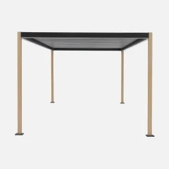 Pergola bioclimatica 3x3m con piedini arrotondati in alluminio e acciaio e lamelle orientabili