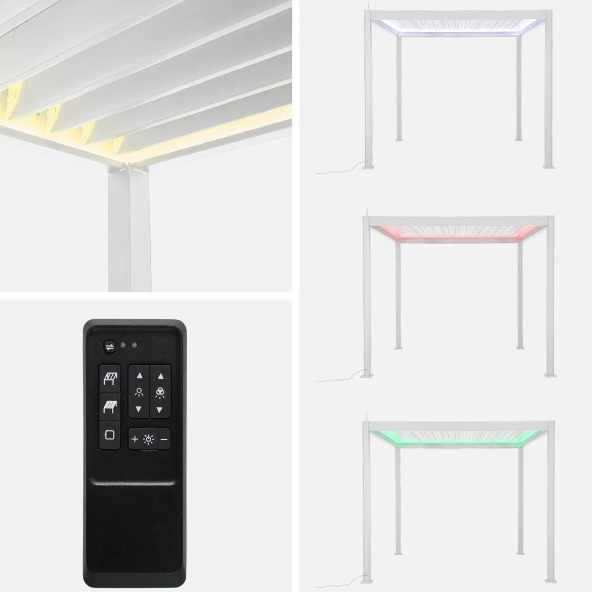 Pergola bioclimatica 3x3m elettrica in alluminio con illuminazione LED