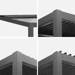 Pergola bioclimatica 3x3m in alluminio e acciaio, lamelle orientabili