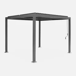 Pergola bioclimatica 3x3m in alluminio e acciaio, lamelle orientabili
