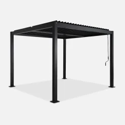 Pergola bioclimatica 3x3m in alluminio e acciaio, lamelle orientabili