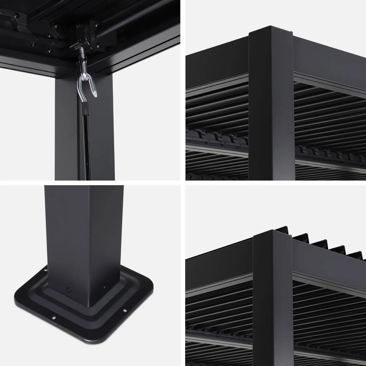 Pergola bioclimatica 3x3m in alluminio e acciaio, lamelle orientabili