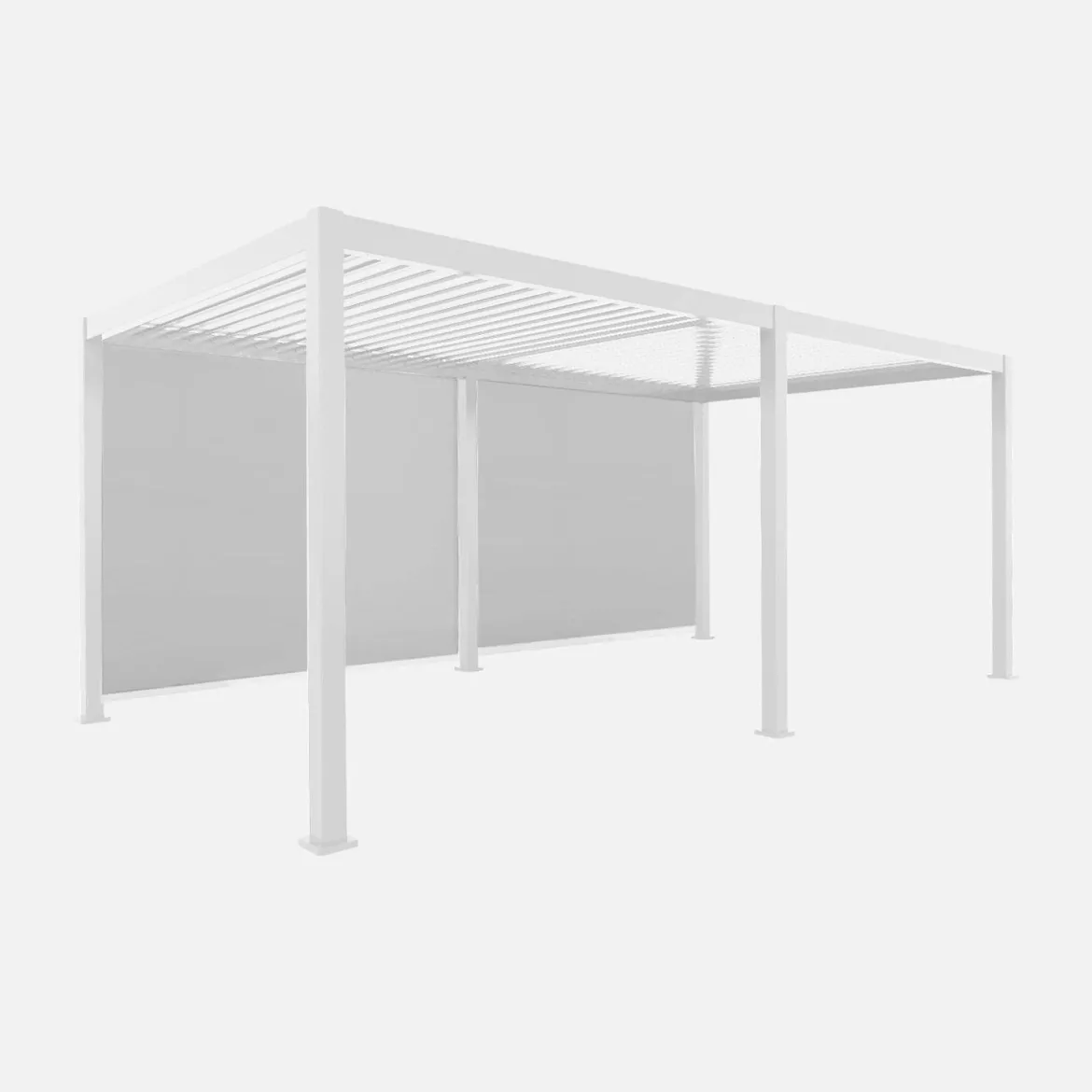 Pergola bioclimatica 3x6m in alluminio + 2 tende 3m
