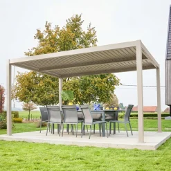 Pergola bioclimatica 3x4m in alluminio e acciaio, lamelle orientabili