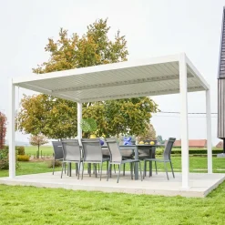 Pergola bioclimatica 3x4m in alluminio e acciaio, lamelle orientabili