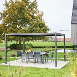 Pergola bioclimatica 3x4m in alluminio e acciaio, lamelle orientabili