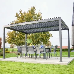 Pergola bioclimatica 3x4m in alluminio e acciaio, lamelle orientabili