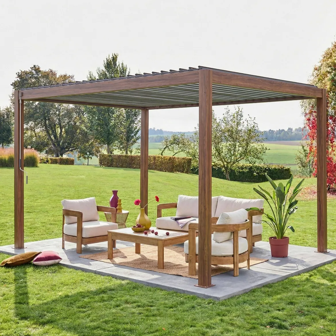 Pergola bioclimatica 3x4m in alluminio, lamelle orientabili