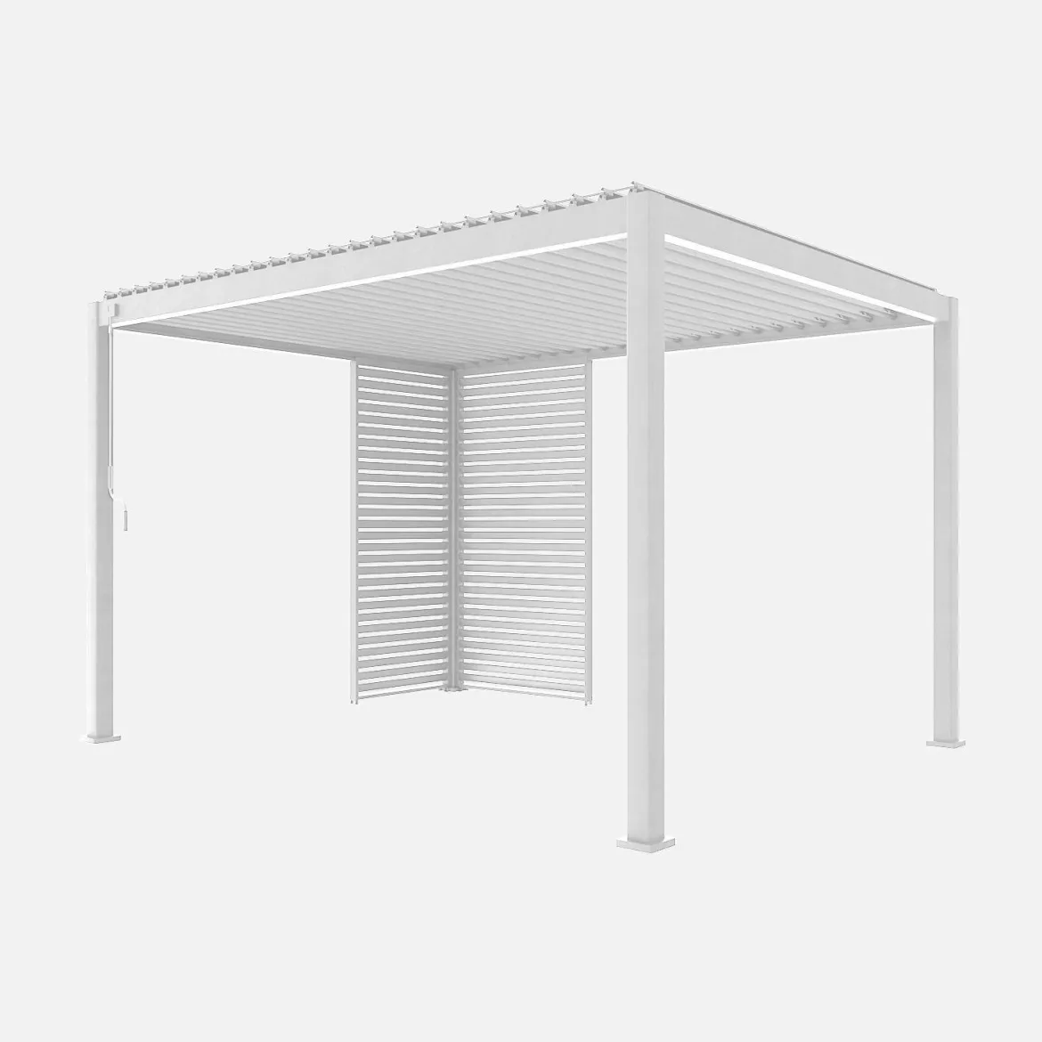 Pergola bioclimatica 3x4m in alluminio + 1 persiana 1m + 1 persiana 1.3m