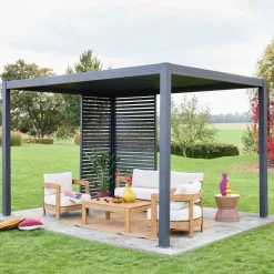 Pergola bioclimatica 3x4m in alluminio + 1 persiana 1m + 1 persiana 1.3m