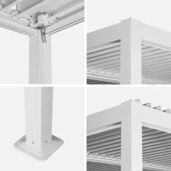 Pergola bioclimatica 3.6x3.6m in alluminio e acciaio con lamelle orientabili