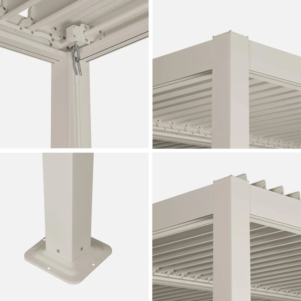 Pergola bioclimatica 3.6x3.6m in alluminio e acciaio con lamelle orientabili