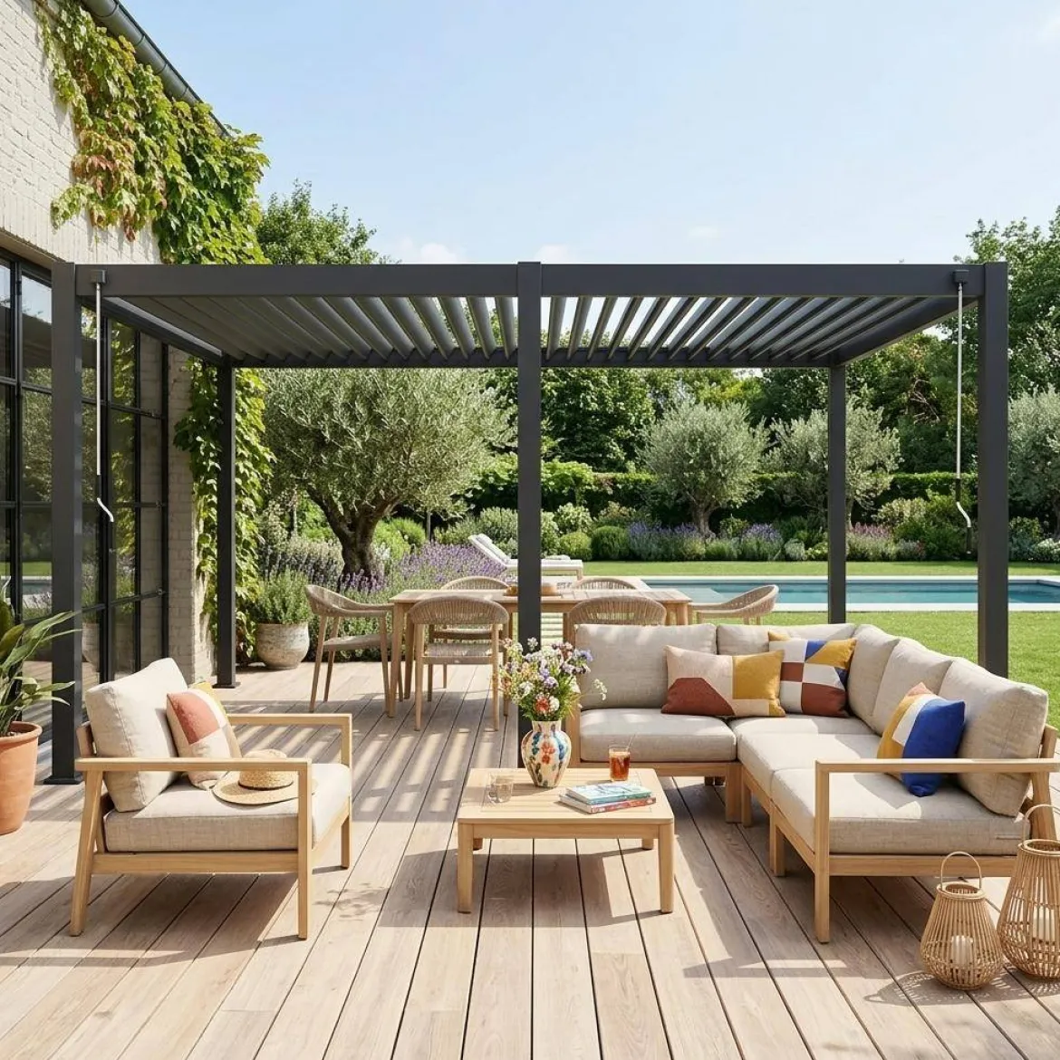 Pergola bioclimatica 3x6m in alluminio, lamelle orientabili