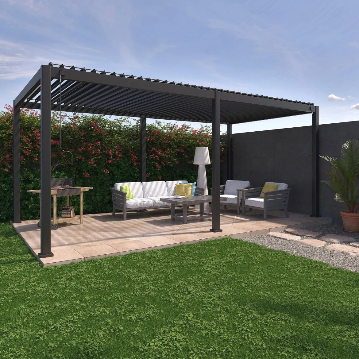 Pergola bioclimatica 3x6m in alluminio, lamelle orientabili