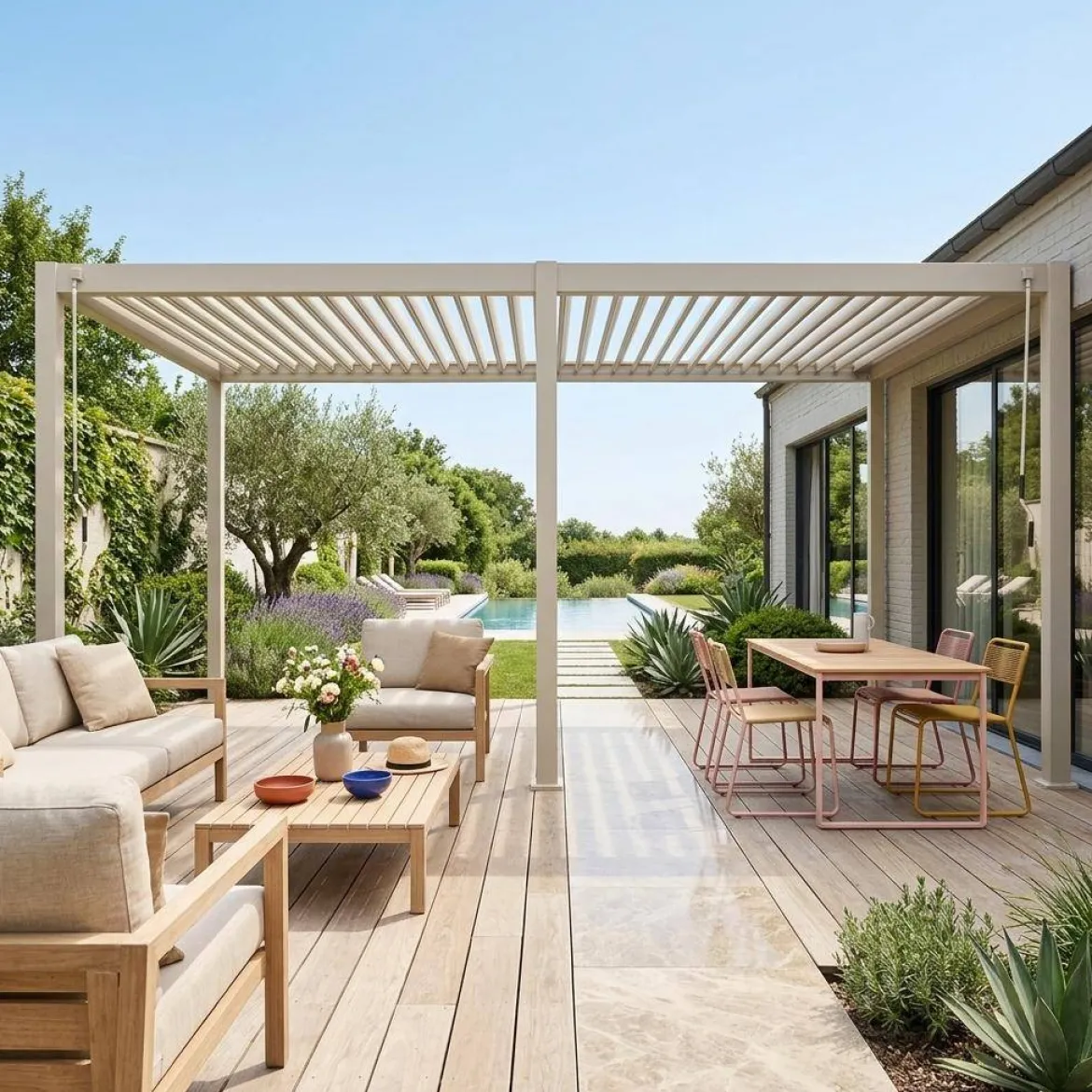 Pergola bioclimatica 3x6m in alluminio, lamelle orientabili