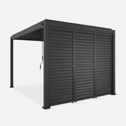 Pergola bioclimatica 3x4m in alluminio + 3 persiane 1m lamelle orientabili