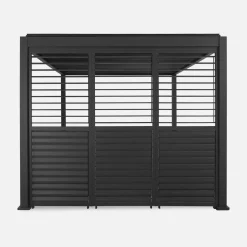 Pergola bioclimatica 3x4m in alluminio + 3 persiane 1m lamelle orientabili