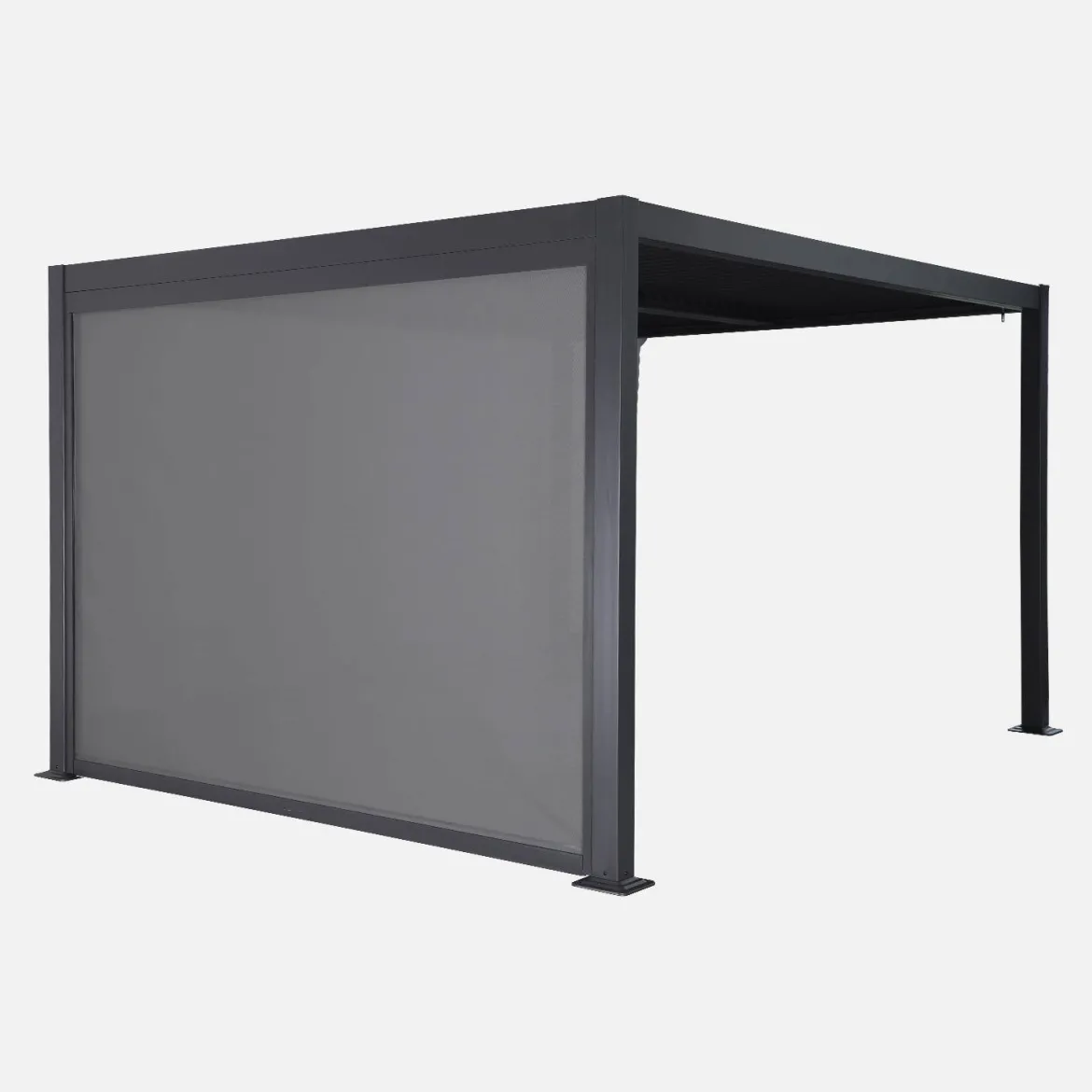 Pergola bioclimatica 3x4m in alluminio e acciaio + tenda 3m