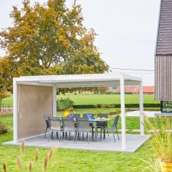 Pergola bioclimatica 3x4m in alluminio e acciaio + tenda 3m