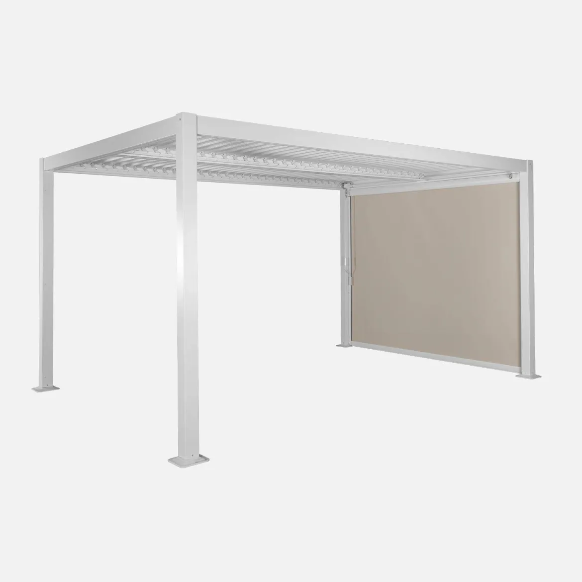 Pergola bioclimatica 3x4m in alluminio e acciaio + tenda 3m