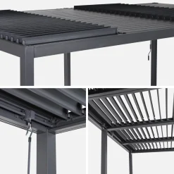Pergola bioclimatica 3x6m in alluminio e acciaio, lamelle orientabili