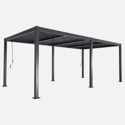 Pergola bioclimatica 3x6m in alluminio e acciaio, lamelle orientabili