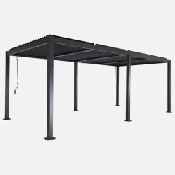 Pergola bioclimatica 3x6m in alluminio e acciaio, lamelle orientabili