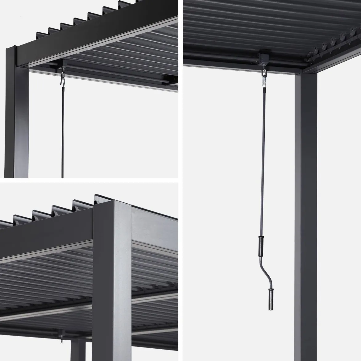 Pergola bioclimatica 3x6m in alluminio e acciaio, lamelle orientabili