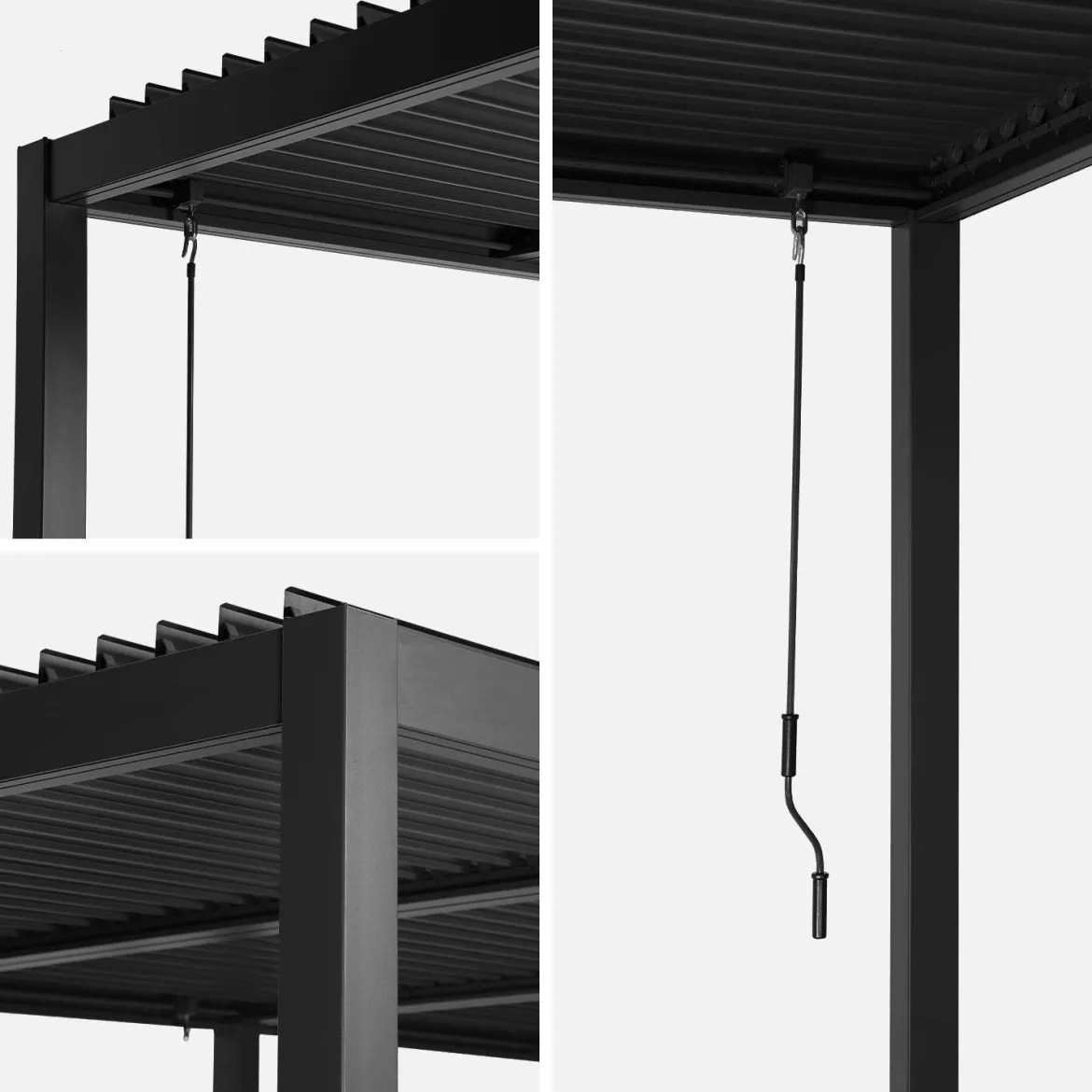 Pergola bioclimatica 3x6m in alluminio e acciaio, lamelle orientabili