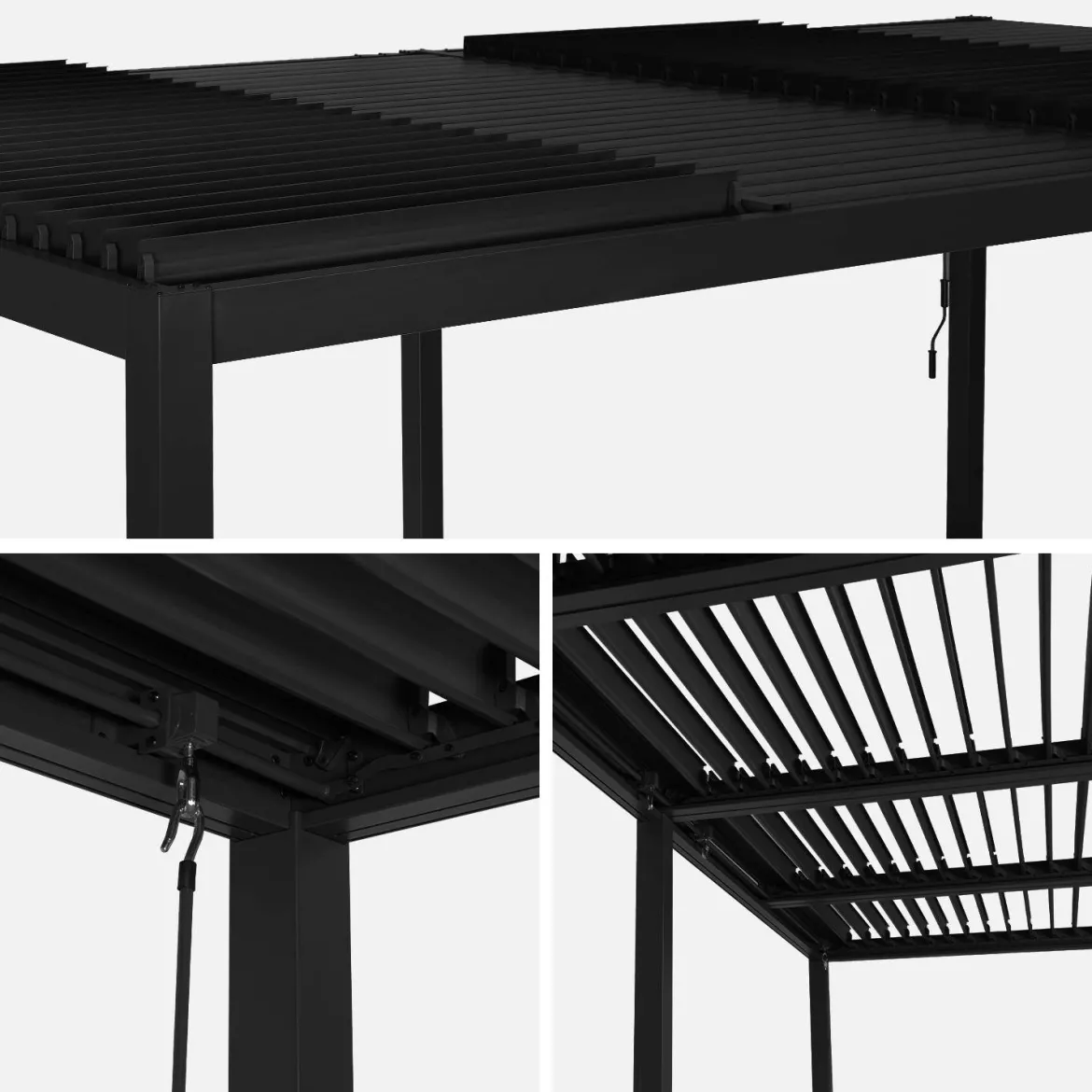 Pergola bioclimatica 3x6m in alluminio e acciaio, lamelle orientabili